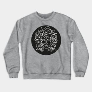 Medusa Single Line Style Black Circle Crewneck Sweatshirt